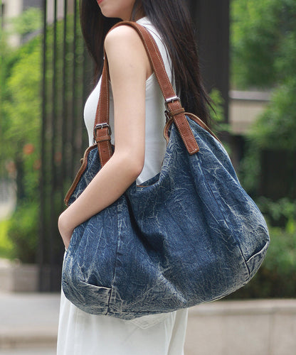 Stylish Large Capacity Blue Denim Satchel Bag Handbag MM059