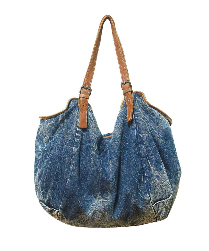 Stylish Large Capacity Blue Denim Satchel Bag Handbag MM059