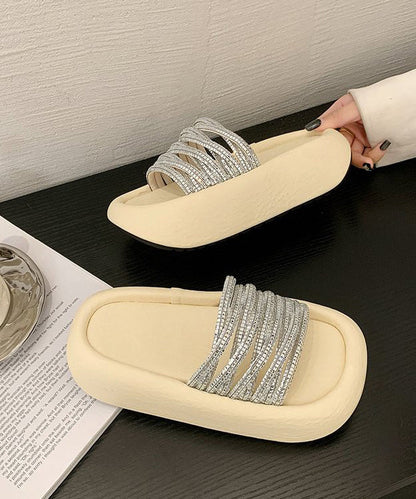 Zircon Peep Platform Slide Leopard Toe Stylish Sandals