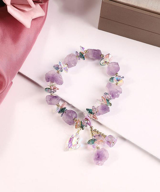 Pearl Light Purple Charm Crystal Bracelet Asymmetrical Stylish