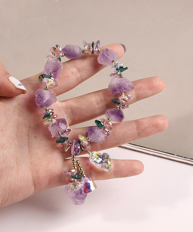 Pearl Light Purple Charm Crystal Bracelet Asymmetrical Stylish