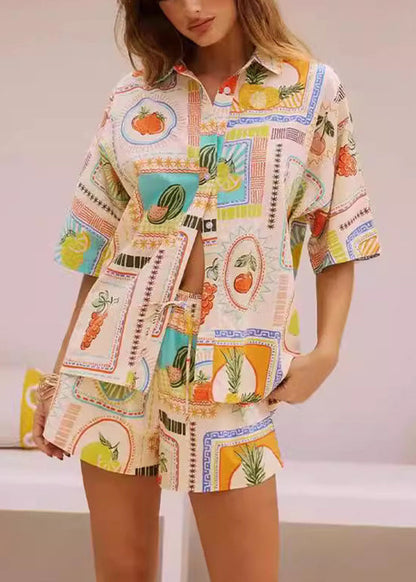 Collar Button Pan Two Shirts Stylish And Set Peter Pieces Shorts