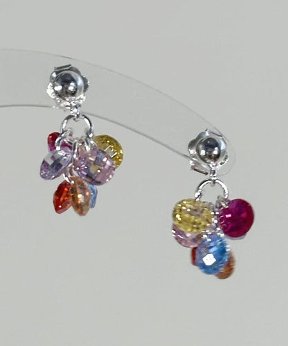 Crystal Beads Alloy Earrings Rainbow Stylish Grape Drop