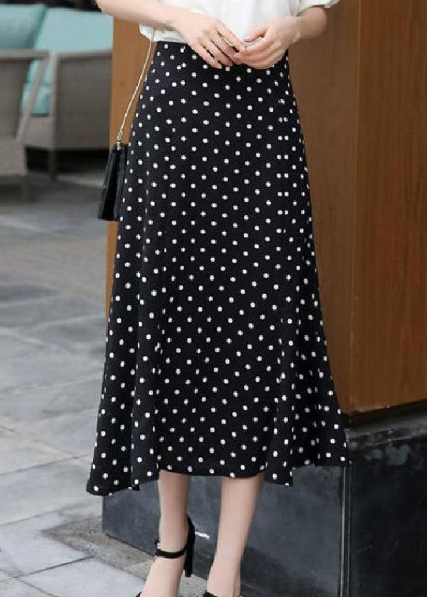 Stylish Red Dot High Waist Ruffled Chiffon Skirts Spring QQ1064