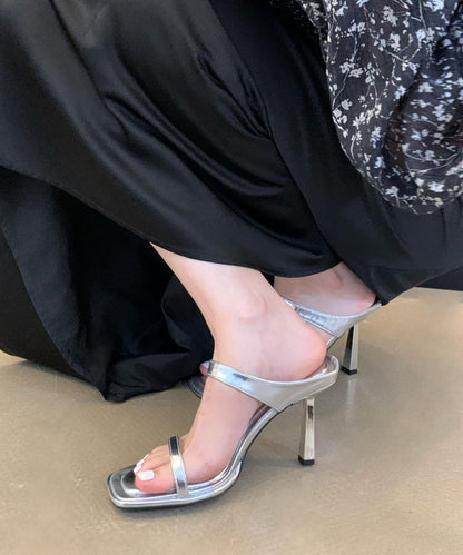 Sandals Rose Peep Stiletto Leather Faux Stylish Slide Toe