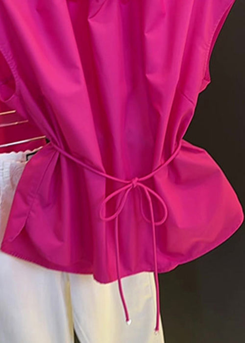 Pearl Waist Rose Summer Tie Stylish Tops Cotton