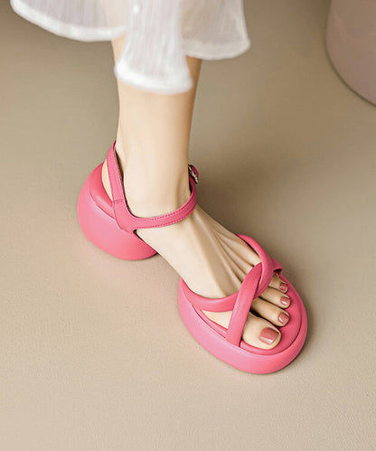Sandals Stylish Toe Splicing Rose Peep Chunky