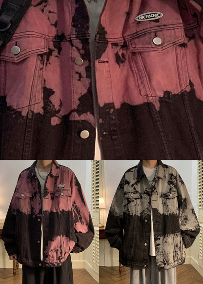 Red Fall Mens Rubber Tie Pockets Denim Dye Stylish Coats