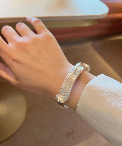 Two-Piece Stylish Silver Set Chain Bracelet Silk Sterling