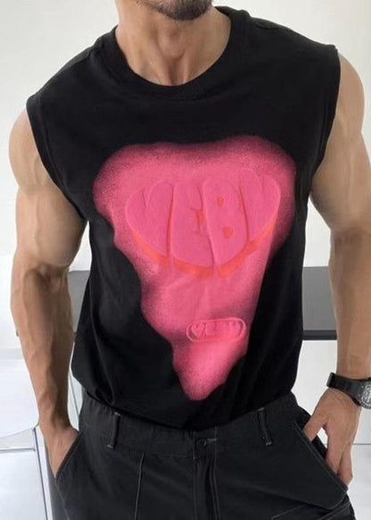 Tank White Men Cotton O Neck Stylish Print Love Summer