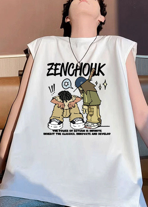 Summer Shirt Stylish Cotton White Print T Men O-Neck