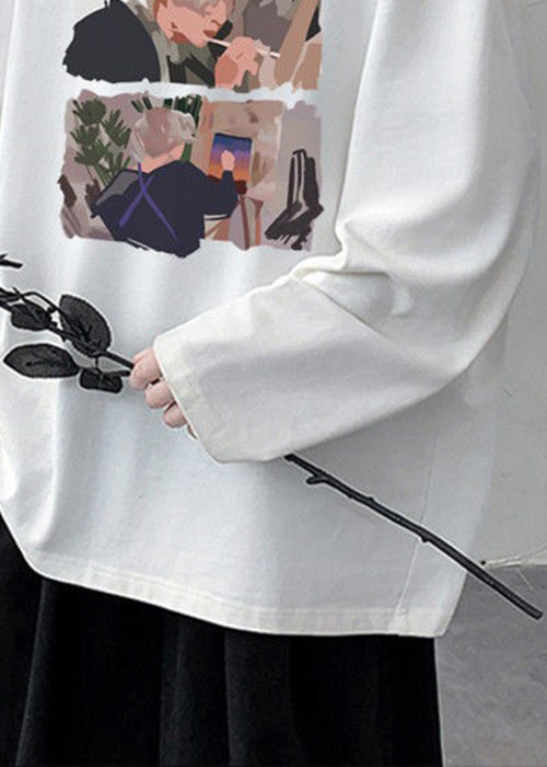 Stylish O Shirts T Neck Print White Spring Mens Cotton