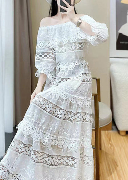 White Out Neck Two Butterfly Set Pieces Stylish Slash Lace Hollow