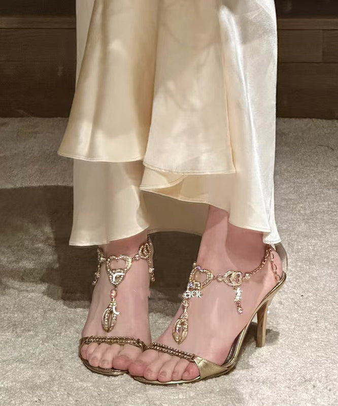 Stylish Zircon Stiletto Heels Green High Splicing Sheepskin