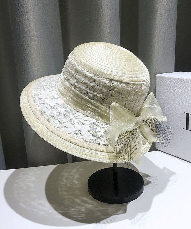 Summer Black Fashion Lace Bow Bucket Tulle Hat