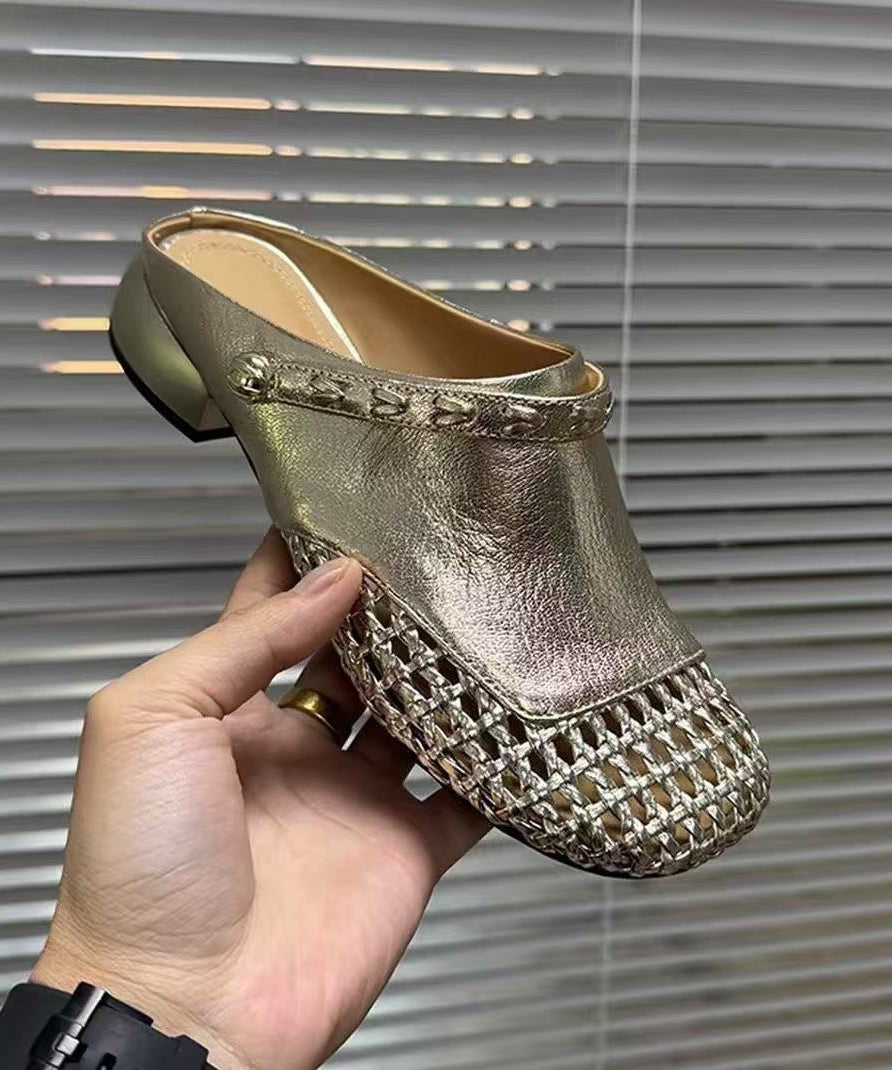 Slide Faux Hollow Summer Leather Black Sandals Out Woven New