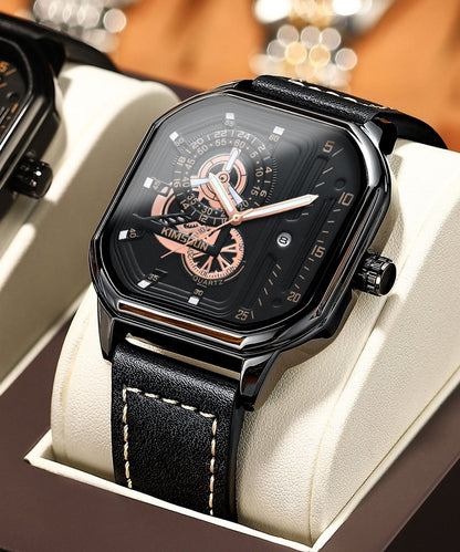 Watches Leather Unique Noctilucent Quartz Black Movement