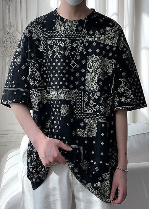 Unique Men Original Cotton T Black Half Print Shirts Design