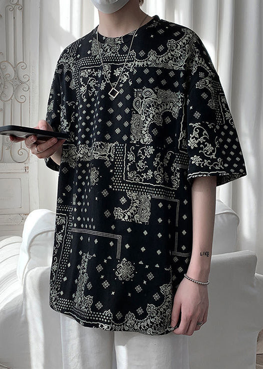 Unique Men Original Cotton T Black Half Print Shirts Design