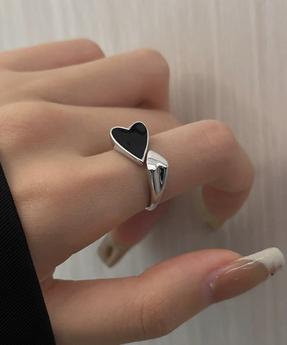 Rings Silver Sterling Open Love Unique Black