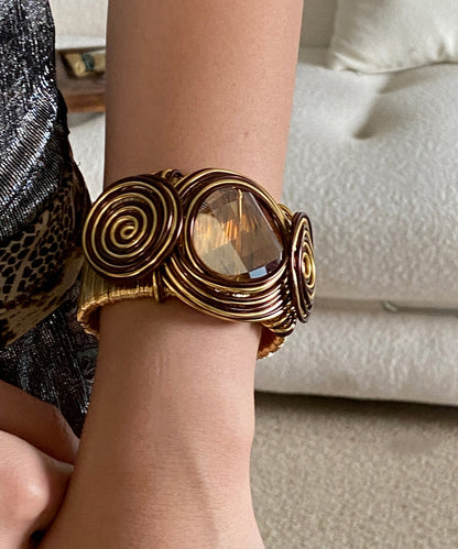 Unique Metal Wrap Alloy Cuff Brown