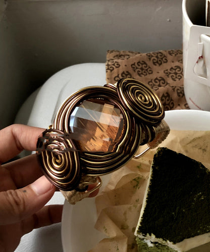 Unique Metal Wrap Alloy Cuff Brown