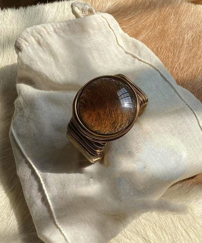 Unique Metal Wrap Alloy Cuff Brown
