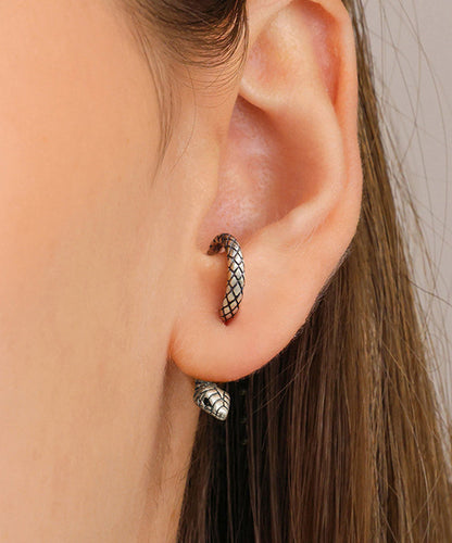 Sterling Overgild Earrings Stud Gold Serpentine Unique Silver