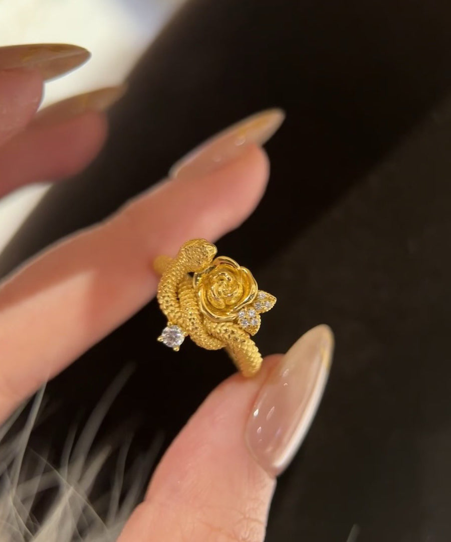 Rings Gold Rose Silver Unique And Snake Sterling Overgild Zircon