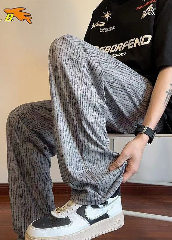 Pants Cotton Unique Grey Print Oversized Men Casual Clothing