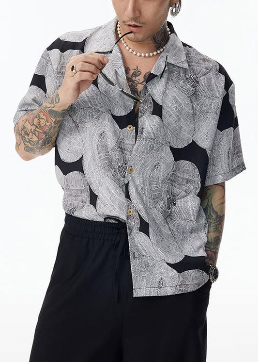 Peter Cotton Pan Design Grey Original Collar Shirt Unique Men