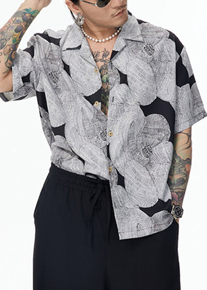 Peter Cotton Pan Design Grey Original Collar Shirt Unique Men