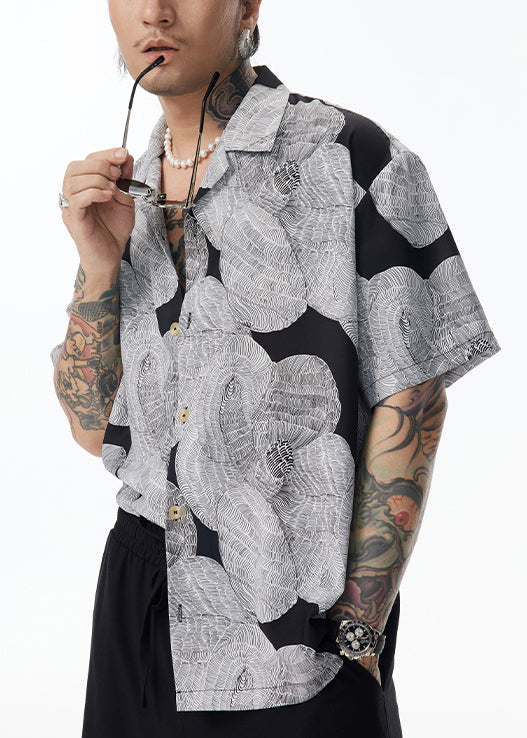 Peter Cotton Pan Design Grey Original Collar Shirt Unique Men