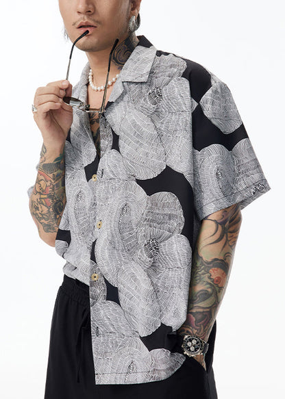 Peter Cotton Pan Design Grey Original Collar Shirt Unique Men