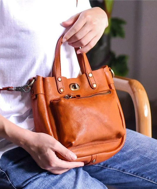 Unique Bag Durable Orange CrossBody Leather Solid Micro