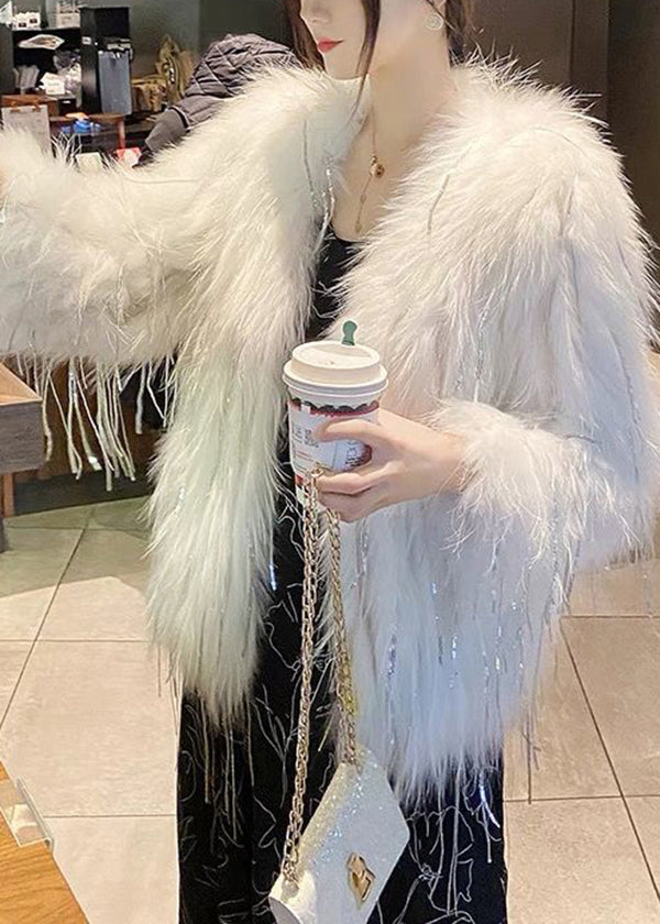 Unique Pink Tasseled Zircon Raccoon Hair Coats Winter YY009