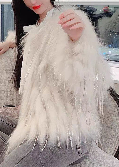 Unique Pink Tasseled Zircon Raccoon Hair Coats Winter YY009