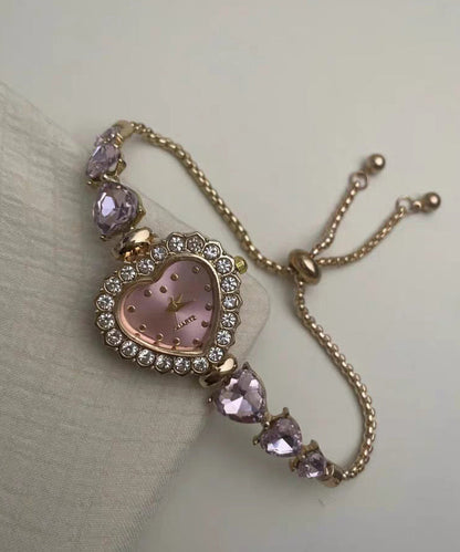 Stone Love Type Gem Metal Unique Purple Zircon Pull Alloy Inlaid