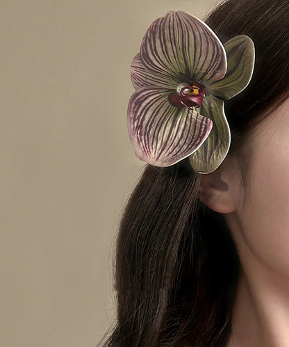 Unique Purple Silicone Cotton Pearl Floral Hairpin QD041