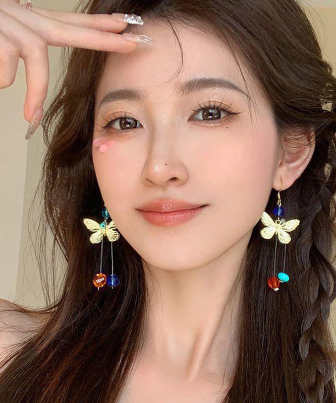 Butterfly Alloy Asymmetrical Unique Rainbow Earrings Crystal Drop