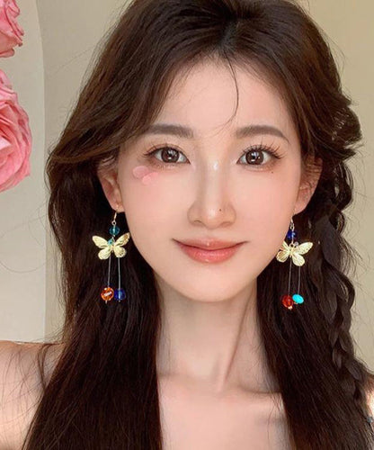 Butterfly Alloy Asymmetrical Unique Rainbow Earrings Crystal Drop
