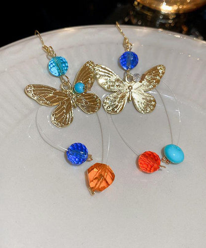 Butterfly Alloy Asymmetrical Unique Rainbow Earrings Crystal Drop