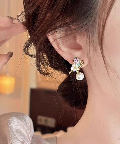 Copper Floral Drop Butterfly Rainbow Unique Alloy Earrings