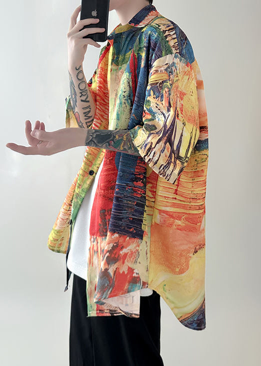 Summer Unique Men Button Cotton Original Shirts Red Design