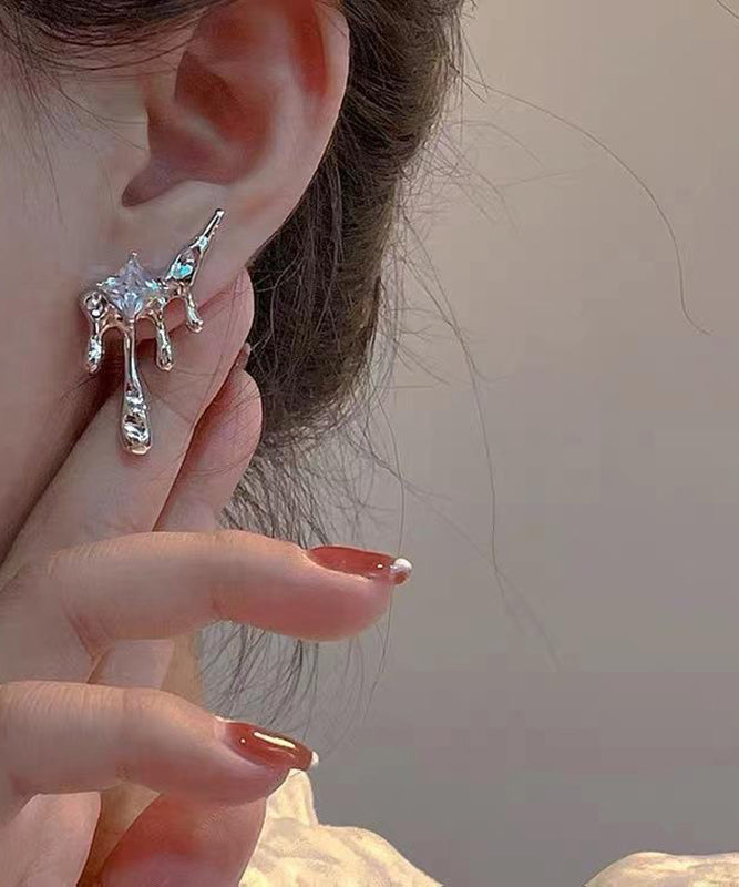 Stud Tassel Earrings Silk Copper Unique Zircon