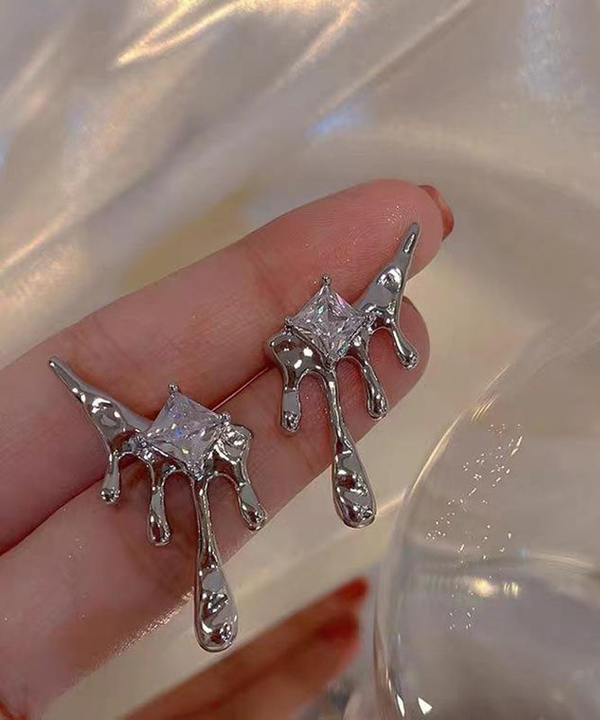 Stud Tassel Earrings Silk Copper Unique Zircon