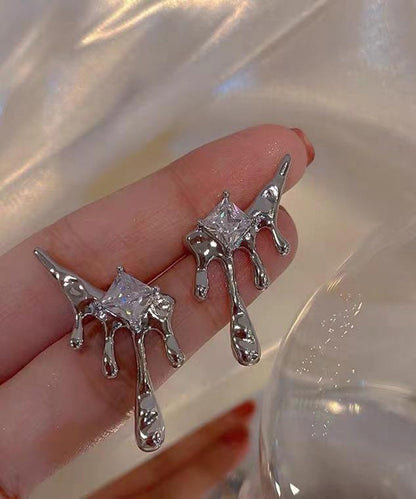 Stud Tassel Earrings Silk Copper Unique Zircon