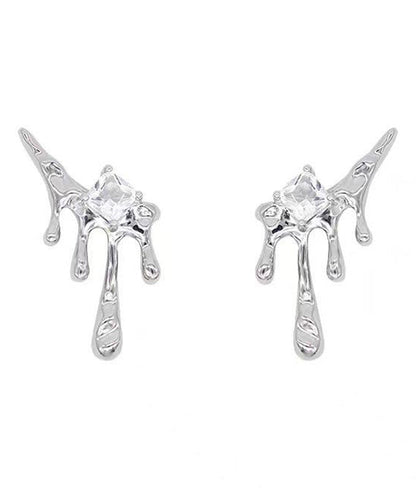 Stud Tassel Earrings Silk Copper Unique Zircon