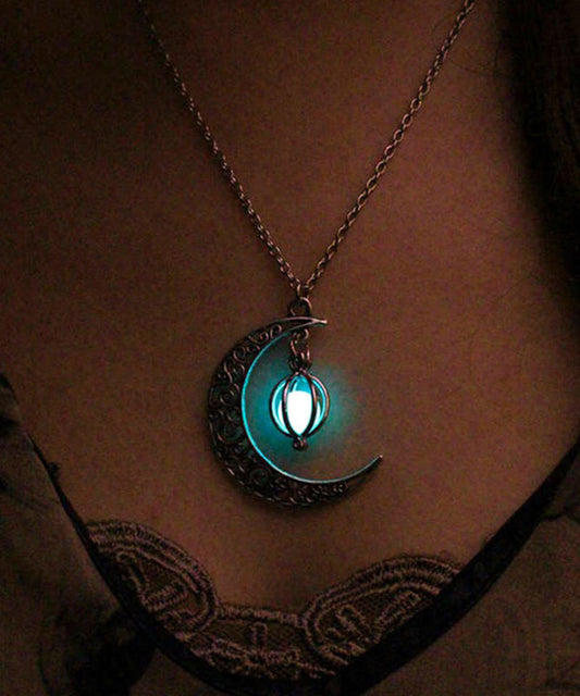 Unique Steel Lariat Stainless Luminous Moon Necklace Chain