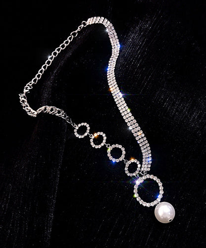 Alloy Pendant White Pearl Necklace Tassel Zircon Unique